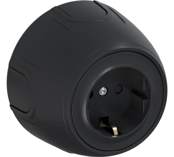Изображение товара Накладная розетка OneKeyElectro (наружная) с заземлением Rotondo, защитные шторки, винтовые контакты, цвет черный. 7700880