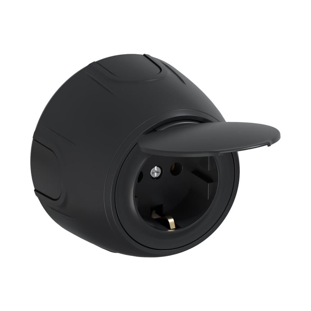 Изображение товара Накладная розетка OneKeyElectro с крышкой (наружная), с заземлением Rotondo , винтовые контакты, цвет черный. 7700950 Изображение товара Накладная розетка OneKeyElectro с крышкой (наружная), с заземлением Rotondo , винтовые контакты, цвет черный. 7700950