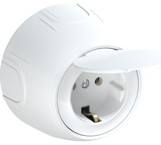 Изображение товара Накладная розетка OneKeyElectro с крышкой (наружная), с заземлением Rotondo , винтовые контакты, цвет белый. 7700946