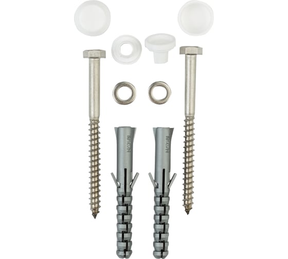 Изображение товара Комплект крепления унитаза Госкреп 8х65 белый 2 шт. 9-0016570