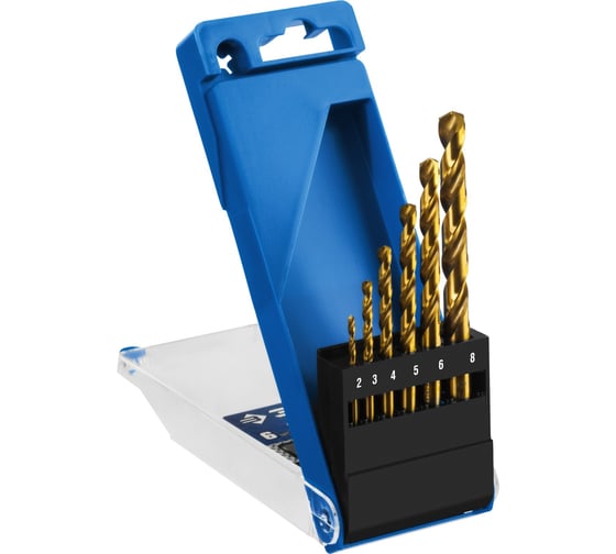 Изображение товара Набор сверл по металлу ЗУБР Титан сталь Р6М5, 2-8 мм, 6 шт 29615-H6