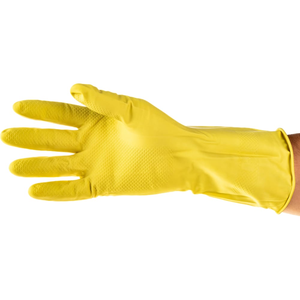 Хозяйственные резиновые перчатки AVIORA перчатки хозяйственные х б пвх покрытие точка 4 нити 10 класс черные