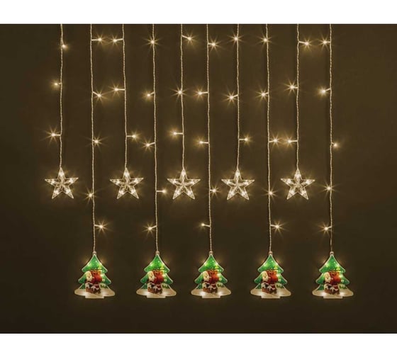 Изображение товара Гирлянда Navigator NGF-D037-04 (бахрома звезды и елки WW 3*0.6м IP20) 30637 95027