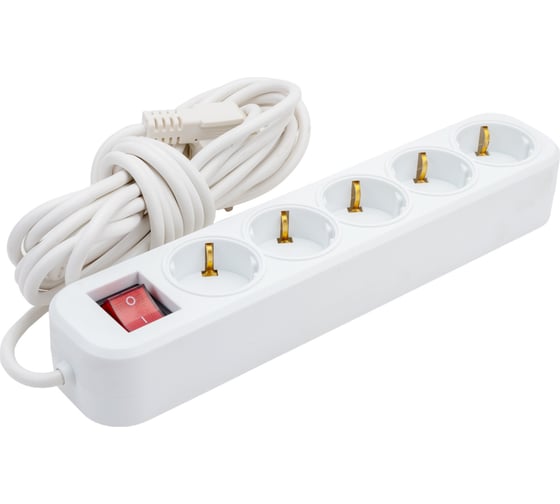 Изображение товара Сетевой удлинитель ПЕРЕСВЕТ+ с заземлением на 5 гнезда с переключателем шнур ПВС 30,75 5м 4620003922343