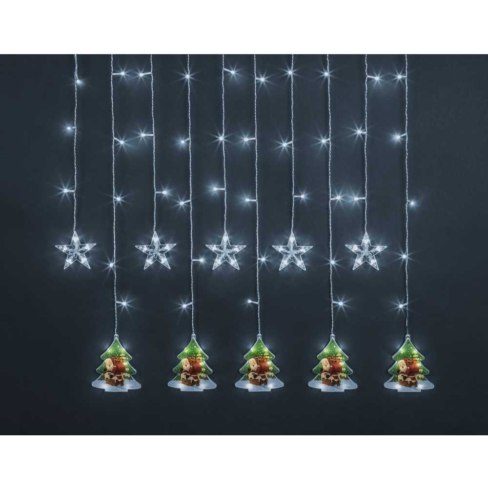 Изображение товара Гирлянда Navigator NGF-D037-05 с бахромой звезд и елок 3м белая
