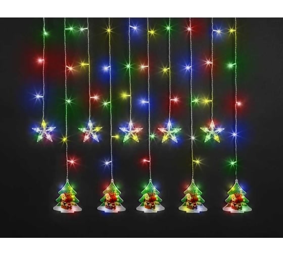 Изображение товара Гирлянда Navigator NGF-D037-06 (бахрома звезды и елки RGBY 3*0.6м IP20) 95029