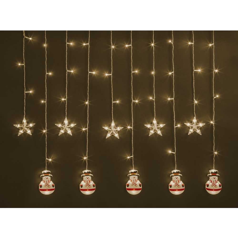 Изображение товара Гирлянда Navigator NGF-D037-01 (бахрома звезды и снеговики) 3x0.6м