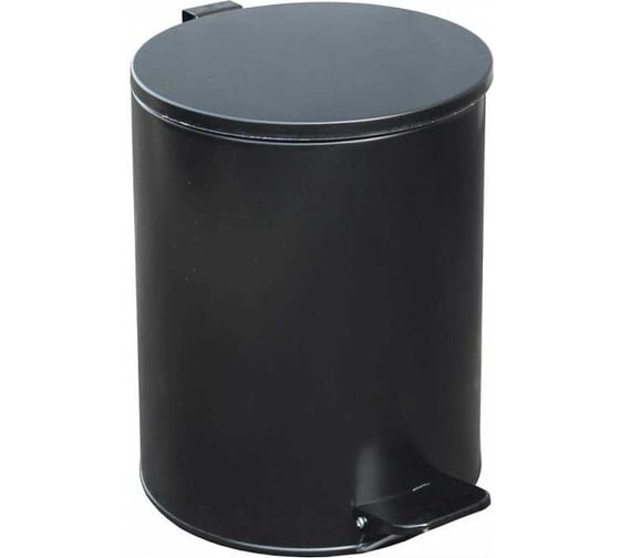 Изображение товара Урна PRIMANOVA 12 л, металл, с педалью, круглая, черный матовый, внутренний пластиковый контейнер, H-37 см, D-25 см D-412400-B