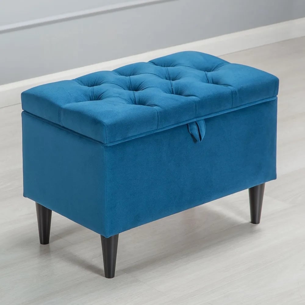 Изображение товара Пуф Salotti ГАММА 60 Velutto 54 с ящиком для вещей и ярким бирюзовым цветом