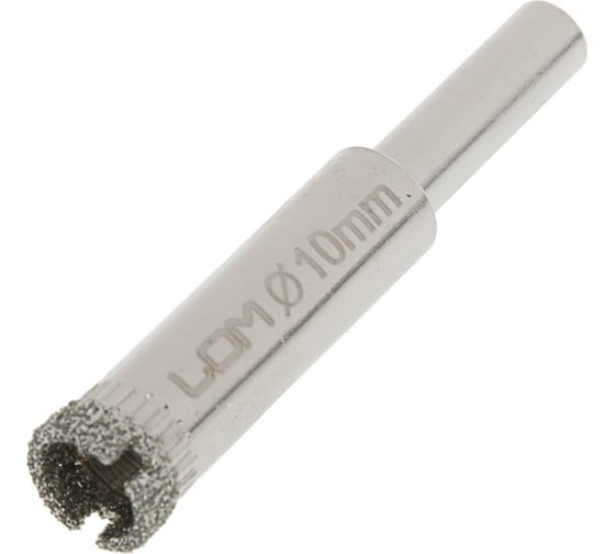 Изображение товара Сверло алмазное по стеклу и керамике цилиндрический хвостовик, 10x55 мм ЛОМ 1935828