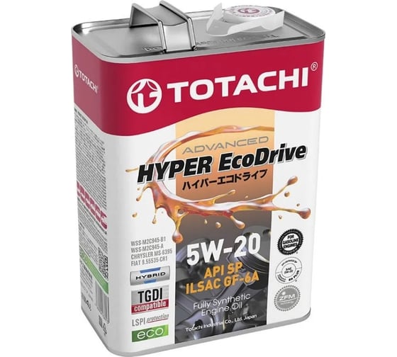 Изображение товара Моторное масло TOTACHI HYPER Ecodrive Fully Synthetic SP/GF-6A/RC 5W-20, 4л E1404