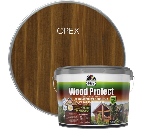 Изображение товара Пропитка Dufa WOOD PROTECT орех, 9 л МП00-011081