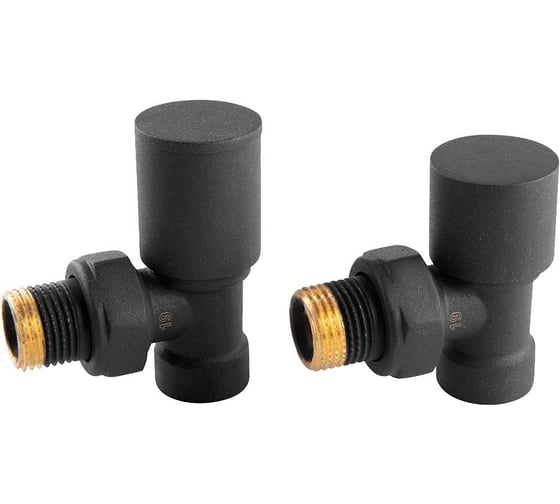Изображение товара Комплект подключения радиатора VIVALDO угловой 1/2" чёрный(антрацит) в блистере  ARV-AT