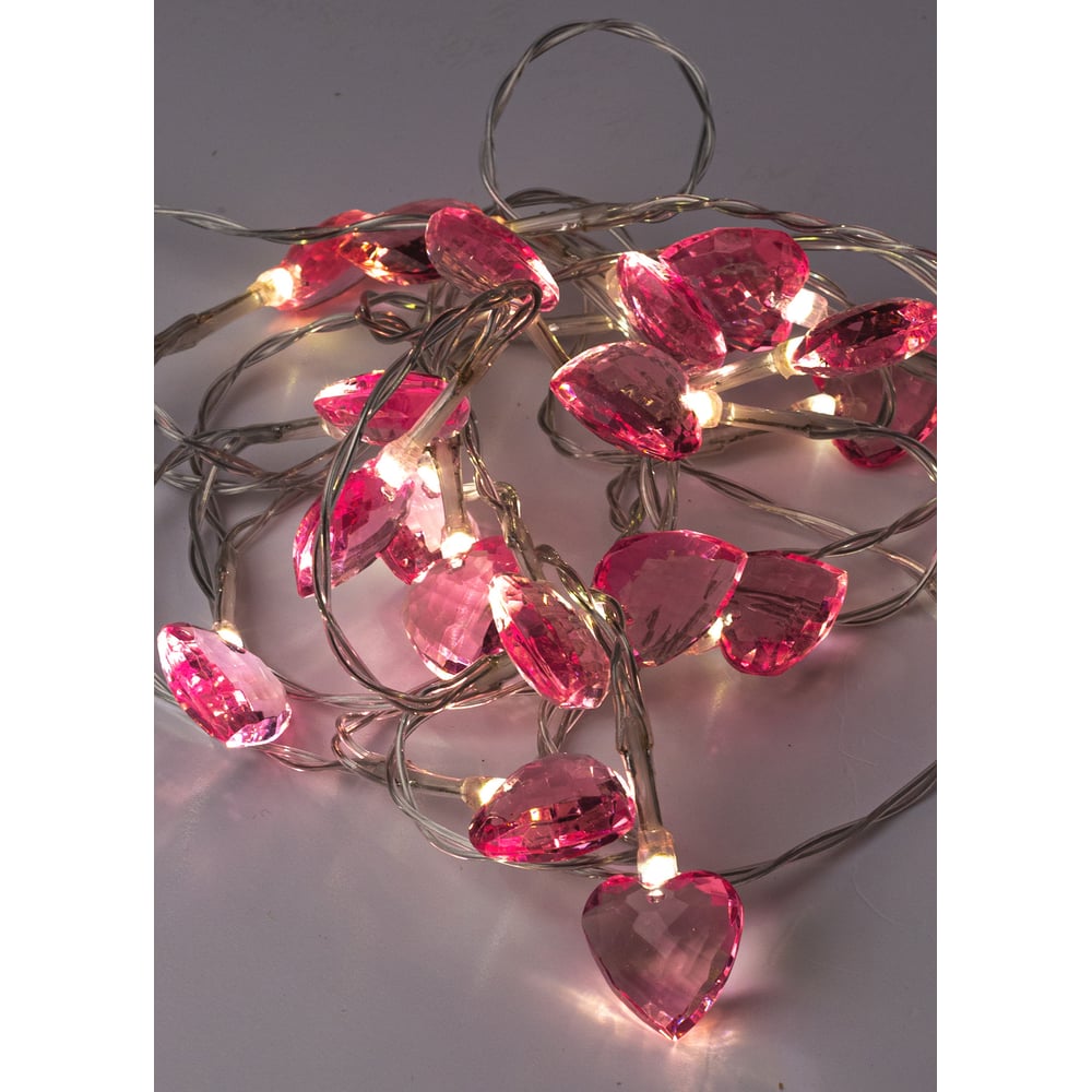 Изображение товара Гирлянда КОСМОС-Сердечки 3D на батарейках, 20 LED, теплый белый, 2.4 м