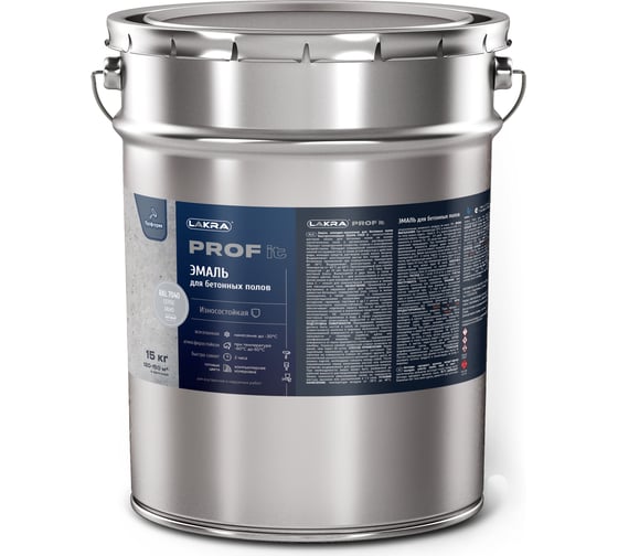 Изображение товара Эмаль для бетонных полов ЛАКРА Prof it быстросохнущая, серое окно, ral 7040, 15 кг 8311363 ЛА-00001583