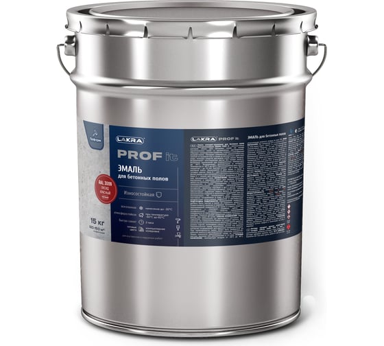 Изображение товара Эмаль для бетонных полов ЛАКРА Prof it быстросохнущая, оксид красный, ral 3009, 15 кг 8311364 ЛА-00001584