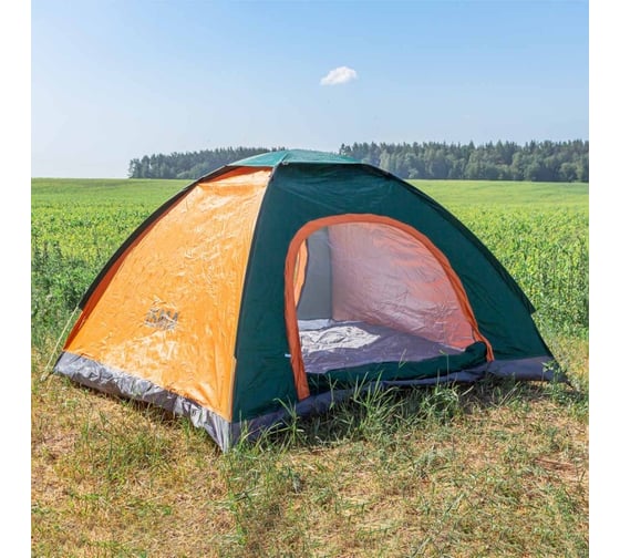 Изображение товара Туристическая четырехместная палатка ISMA 190x190x130см, полиэстер, каркас стеклопластик ISMA-LY-1624(56464)