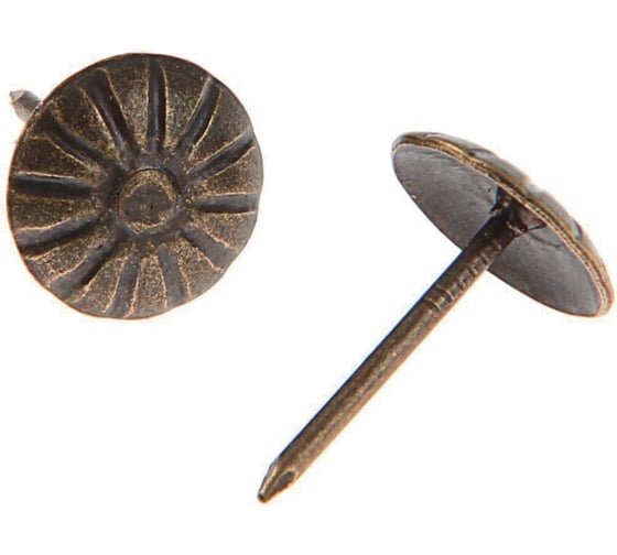 Изображение товара Декоративные гвозди ТУНДРА 16x11 мм, фактурные, цвет бронза, в упаковке 100 шт. 1178245