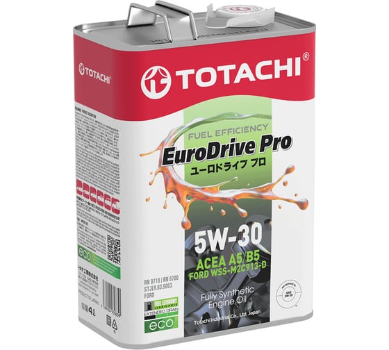 Изображение товара Синтетическое моторное масло TOTACHI EURODRIVE PRO FE Fully Synthetic 5W-30 API SL, ACEA A5/B5 4л E7904