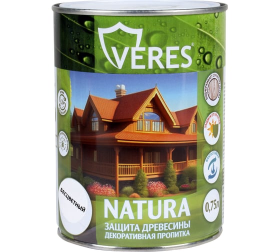 Изображение товара Декоративная пропитка для дерева VERES Natura полуматовая, 0.75 л, бесцветная 262303