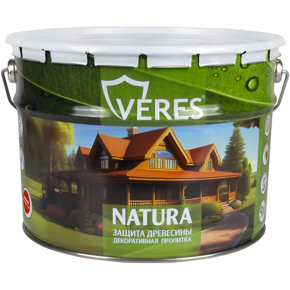 Изображение товара Декоративная пропитка для дерева VERES Natura полуматовая 9 л рябина
