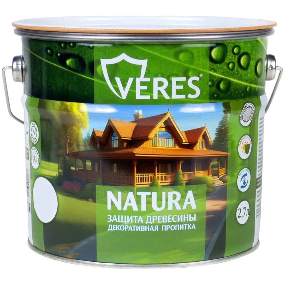 Изображение товара Декоративная пропитка для дерева VERES Natura полуматовая, 2.7 л, дуб 262277