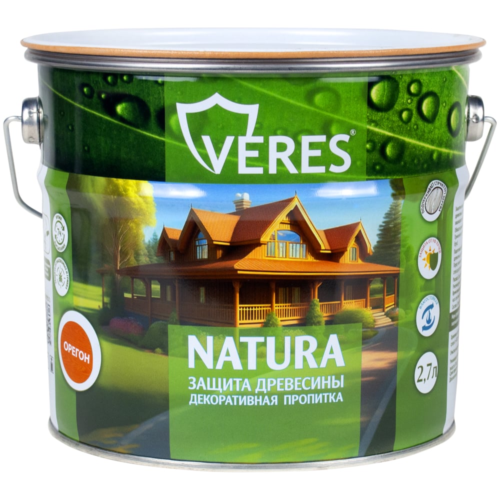 Изображение товара Декоративная пропитка для дерева VERES Natura, 2.7 л, цвет орегон