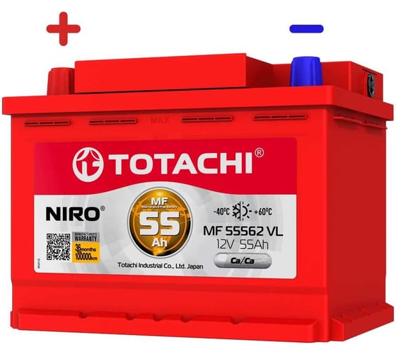 Изображение товара Аккумуляторная батарея TOTACHI АКБ NIRO MF 55562 VL 55 а/ч поляр.прямая 1 (JIS R) 90155