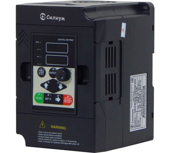 Изображение товара Преобразователь частоты Силиум SL9-M-G3E-2d2/P3E-004 2,2/4кВт (общепром/насос,вентилятор); 5,1/9А (общепром/насос,вентилятор); 380В; съемный пульт управления; тормозной модуль встроен 3989996