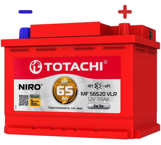 Изображение товара Аккумуляторная батарея TOTACHI АКБ NIRO MF 56520 VLR 65 а/ч поляр. обратная 0 (JIS L) 90365