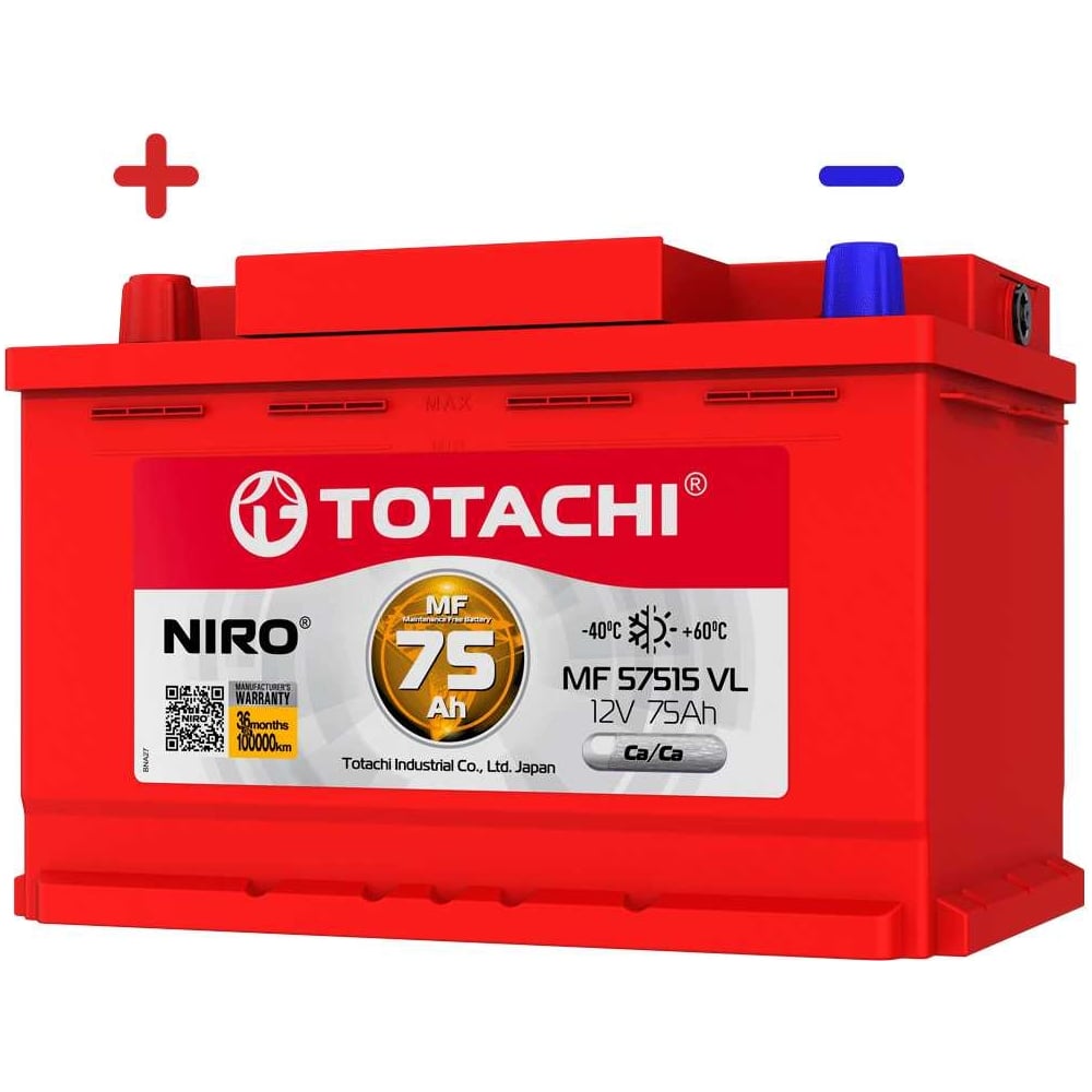 Изображение товара Автомобильный аккумулятор TOTACHI АКБ NIRO MF 75 Ач 12В прямая полярность L3