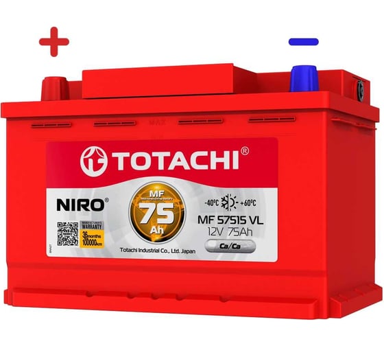 Изображение товара Аккумуляторная батарея TOTACHI АКБ NIRO MF 57515 VL 75 а/ч поляр. прямая 1 (JIS R) 90375