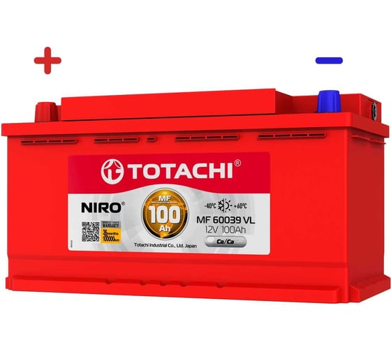 Изображение товара Аккумуляторная батарея TOTACHI АКБ NIRO MF 60039 VL 100 а/ч поляр. прямая 1 (JIS R) 90300