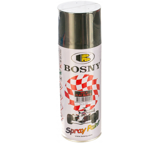 Акриловая краска Bosny аэрозоль, черный матовый RAL 9005 4 1