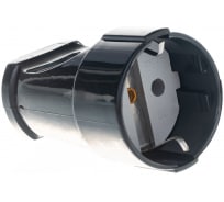 Переносная одноместная розетка STEKKER с заземляющим контактом, пластик 250В, 16А, IP20, черная 32854