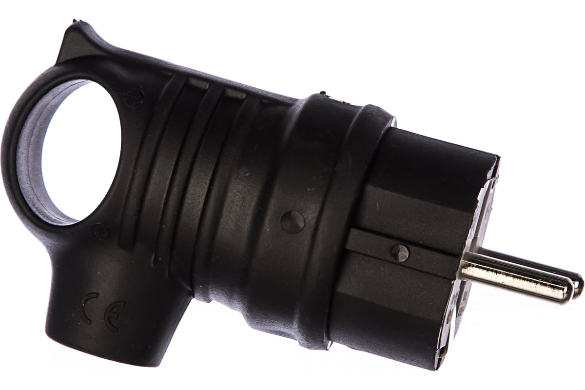 Вилка кабельная bemis bk1-1402-2021 с крючком каучуковая 220в 16а с з/к, ip44, черная (8698523910214)