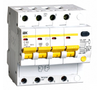 Автоматический дифференциальный выключатель тока IEK 4п 7.5модулей C 63A 300mA тип AC 4.5kA АД-14 ИЭК MAD10-4-063-C-300