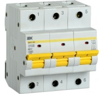 Автоматический выключатель IEK ВА47-150, 3Р, 100А, 15кА, характеристика D MVA50-3-100-D