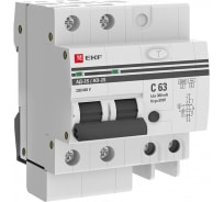 Дифференциальный автомат EKF PROxima АД-2 S, 63А/300мА, характеристика C, AC, 270В, 4,5кА DA2-63-300S-pro