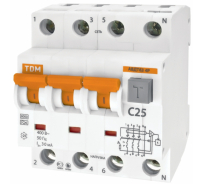Автоматический выключатель дифференциального тока TDM АВДТ 63 4P C 32А 30мА SQ0202-0019