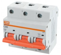 Автоматический выключатель TDM ВА47-100 3Р 80А 10кА С SQ0207-0076