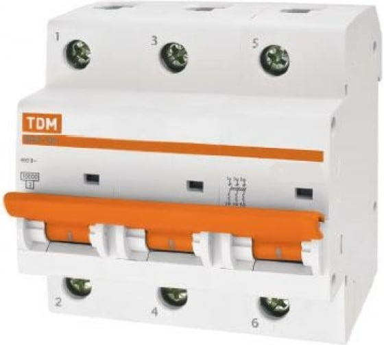 Автоматический выключатель TDM ВА47-100 3Р 100А 10кА С SQ0207-0077 1