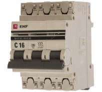 Автоматический трехполюсный выключатель EKF 16А С ВА47-63 4.5кА PROxima 2100603