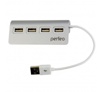 USB-концентратор Perfeo USB-HUB 4 Port, серебряный 30012982