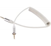 Аудио кабель AUX REXANT 3.5 мм шнур спираль 1м белый 18-4014
