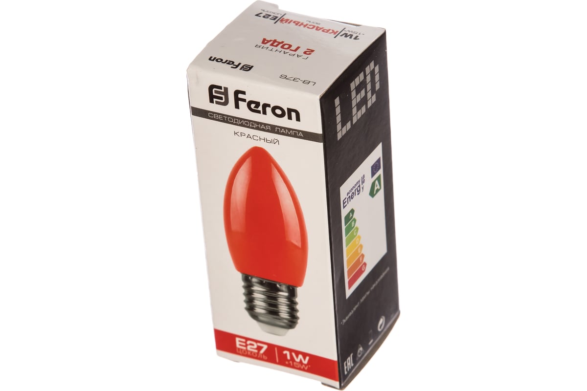 Светодиодная лампа FERON 1W 230V E27 красный LB-376 25928