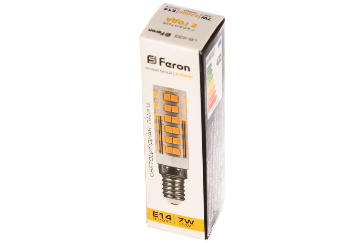 Светодиодная лампа FERON 7W 230V E14 2700K LB-433 25898