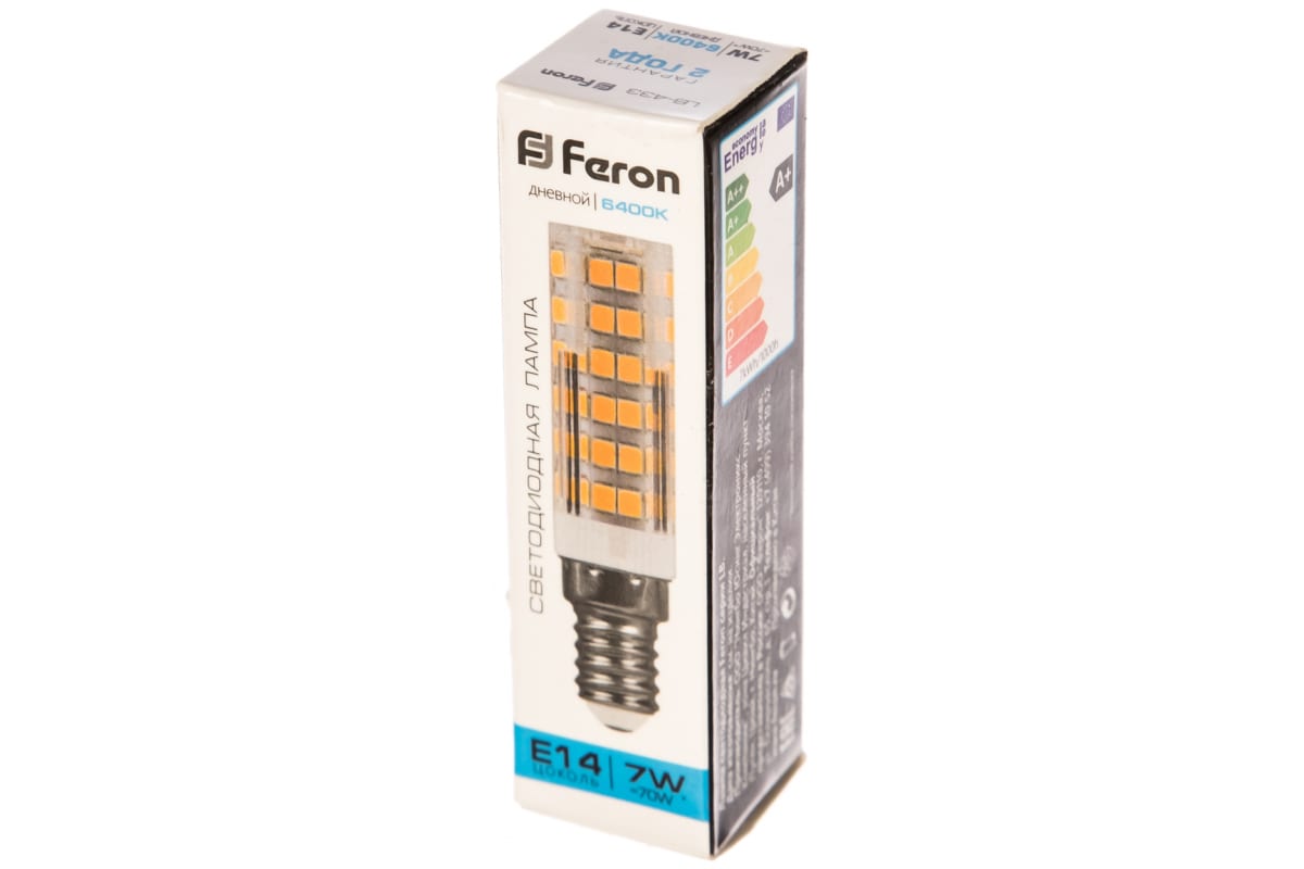 Светодиодная лампа FERON 7W 230V E14 6400K LB-433 25986