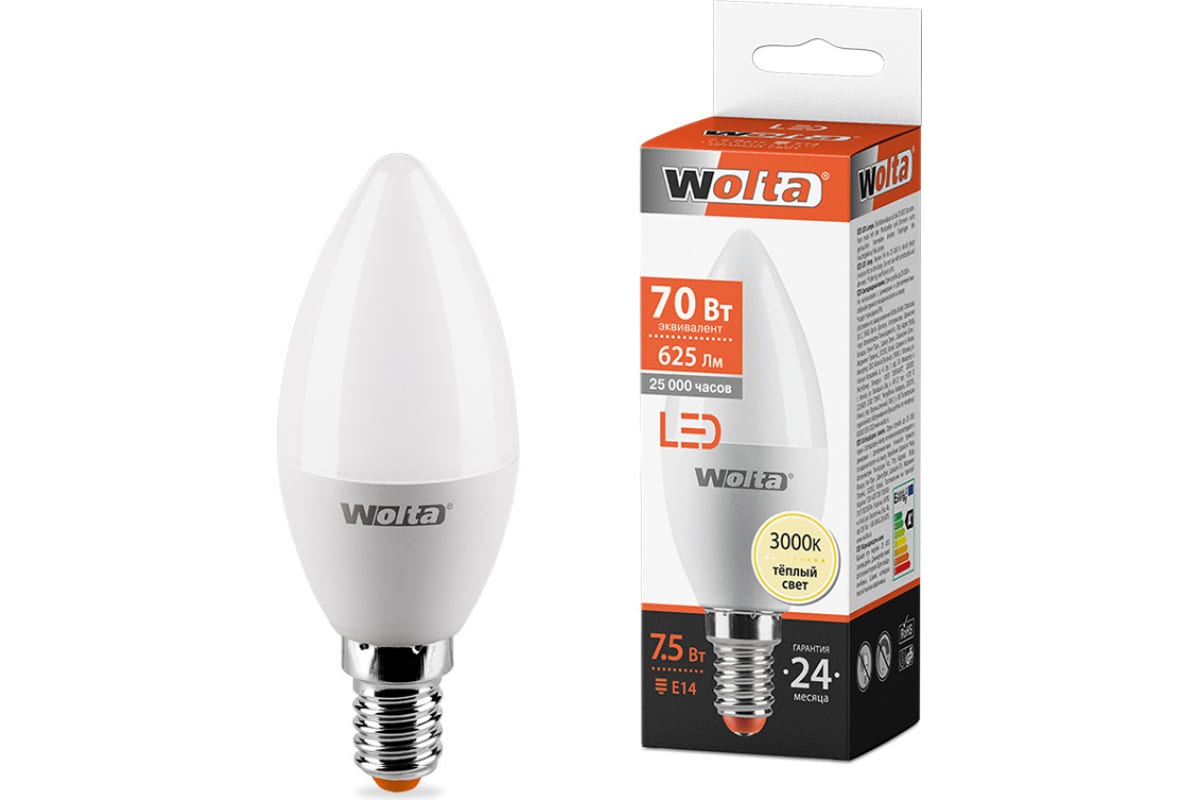 Лампа WOLTA LED 25YC7.5E14