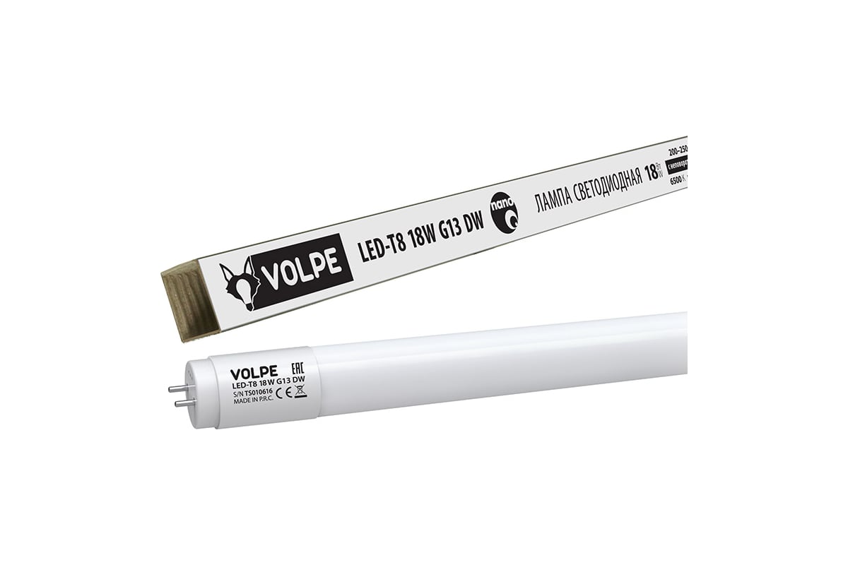 Светодиодная лампа Volpe LED-T8-18W/DW/G13/FR/FIX/N матовый рассеиватель. UL-00001457